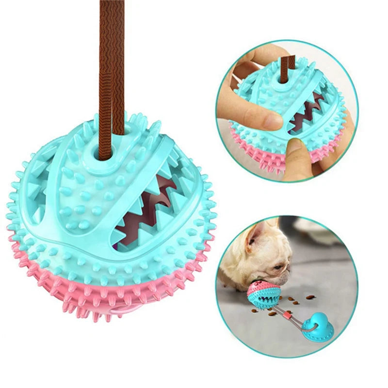 Pet Dog Toys Silicone Suction Cup Push Tug Dog Interactive Toy Elastic Ball Toy Pet Tooth Cleaning Dog Toothbrush Dog Biting Toy