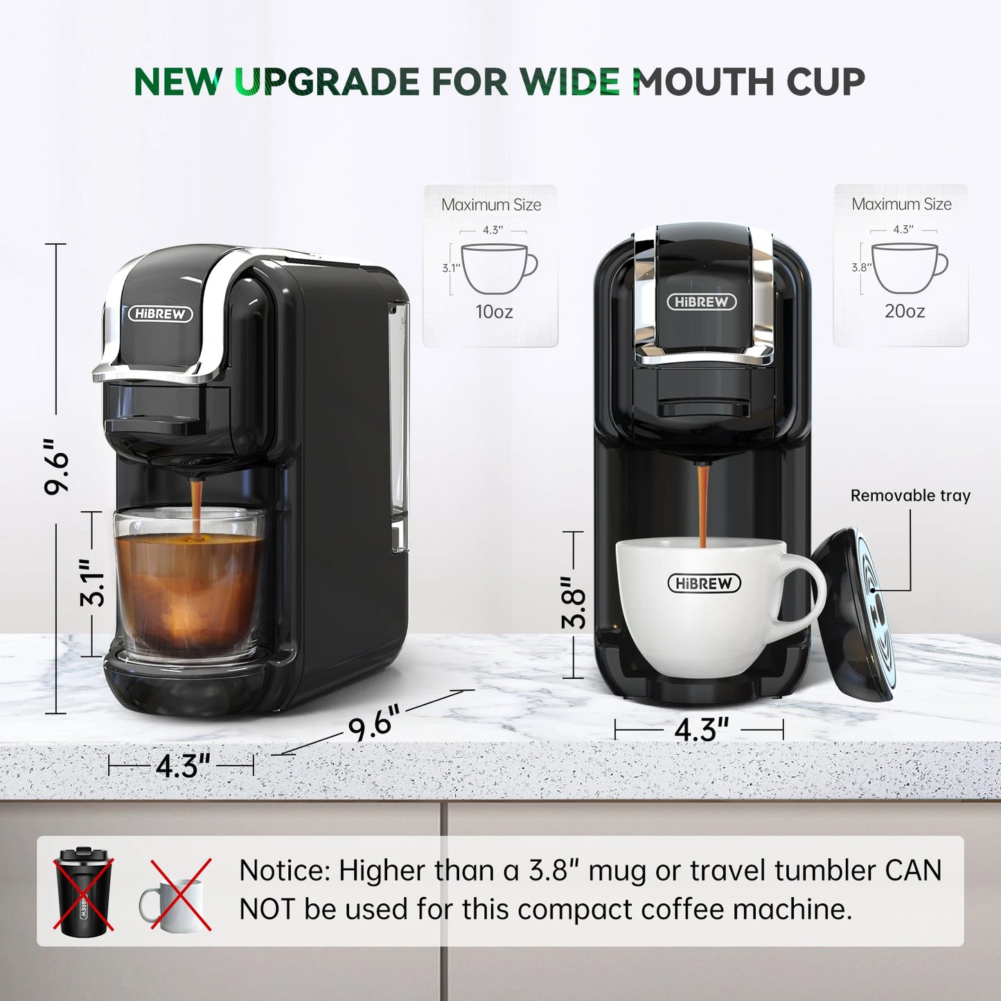 HiBREW Multiple Capsule Coffee Machine Hot/Cold DG Cappuccino Nes Small Capsule, 19Bar 5 in 1 H2B