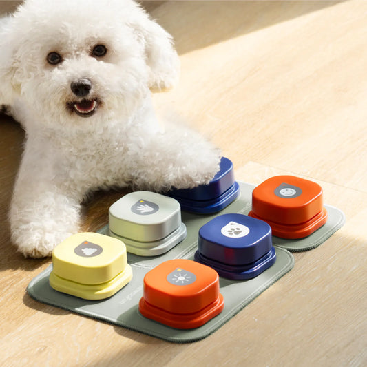 MEWOOFUN Dog Button Record Talking Pet Communication Vocal Training Interactive Toy Bell Ringer With Pad and Sticker Easy To Use