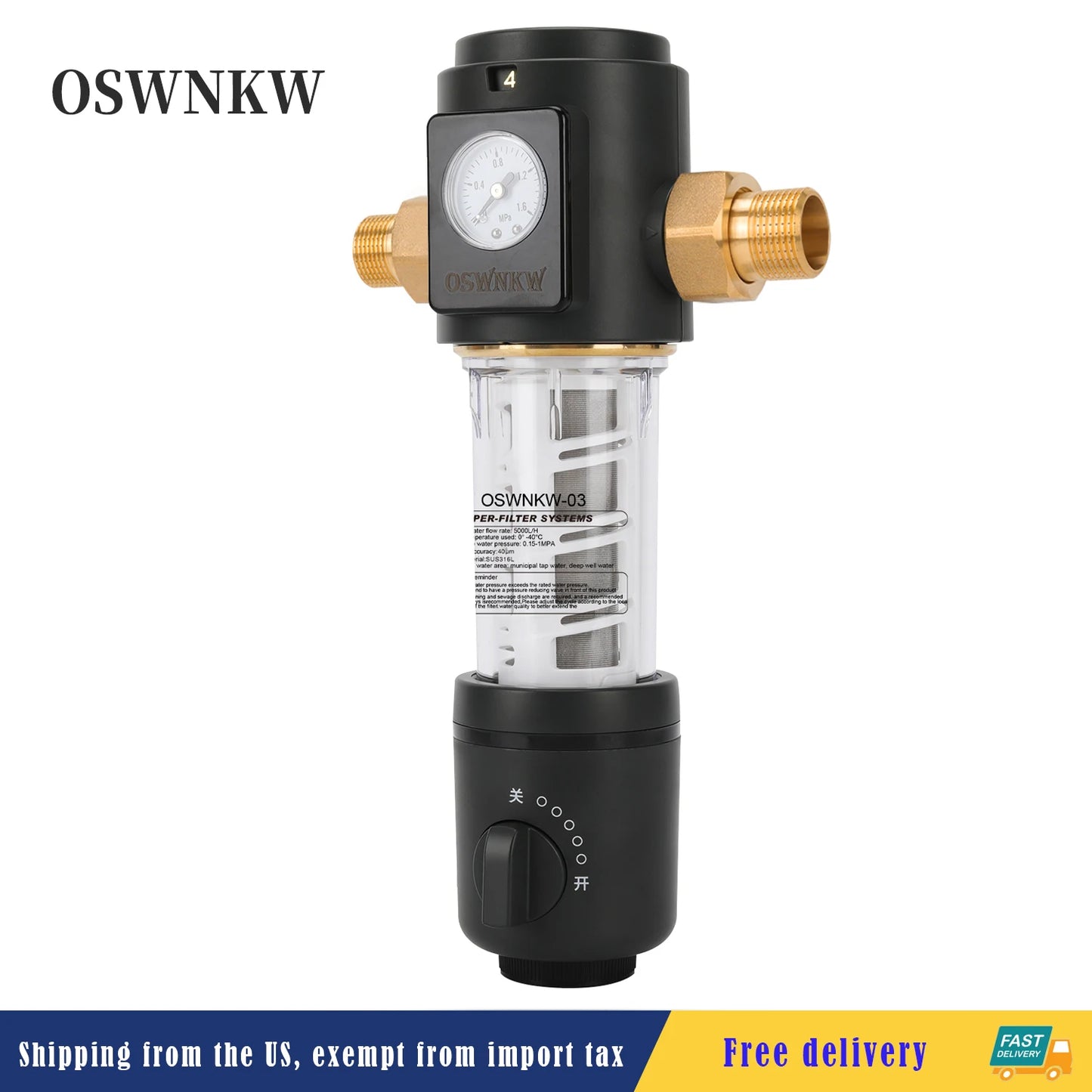 OSWNKW-03 Pre Filter Purifier, Prefilter System Backwash Stainless Steel Mesh