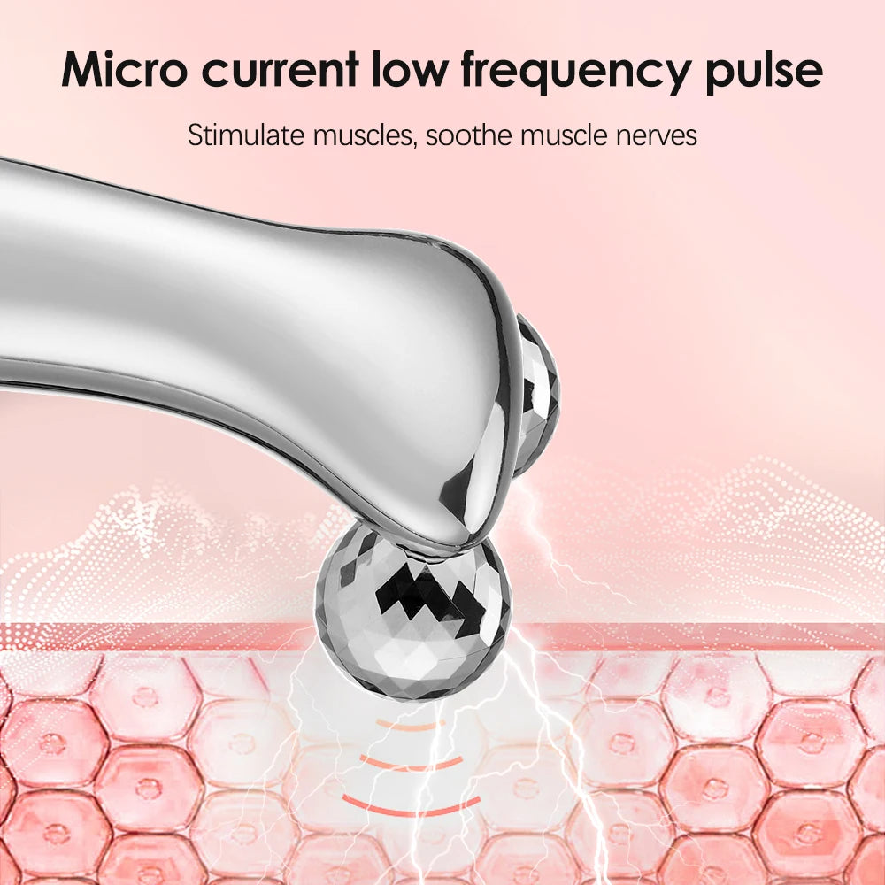 EMS Pulse Face Roller Massager Chin Reducer Microcurrent V-line Face Lift Machine Vibration Electric Facial Massager
