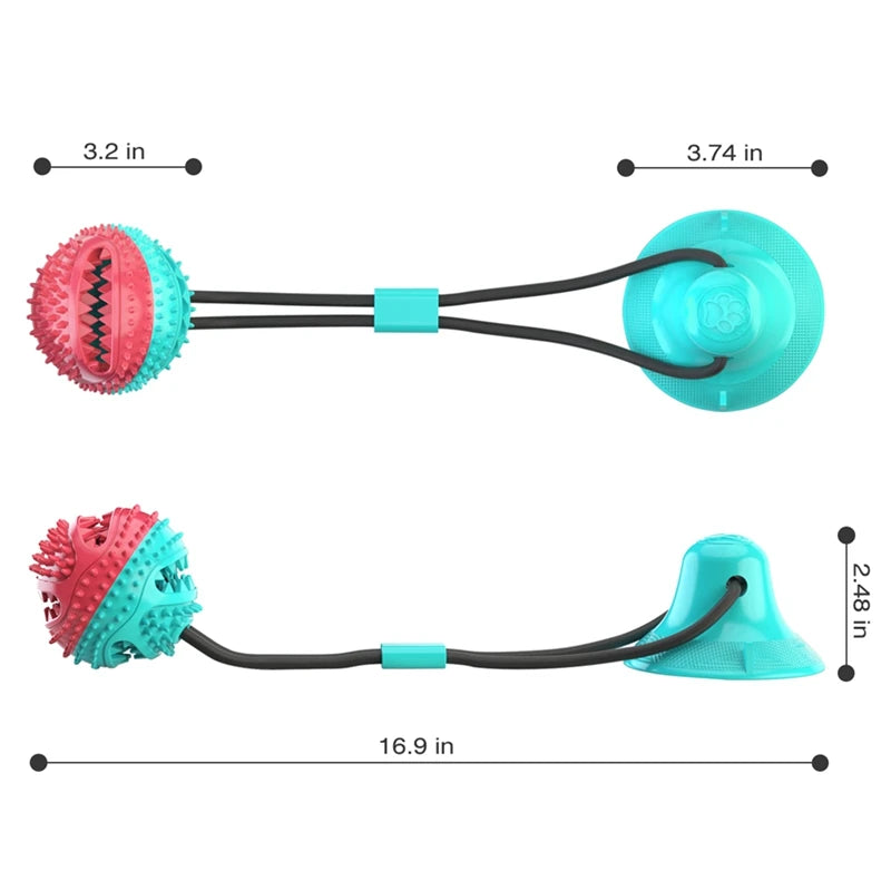 Pet Dog Toys Silicone Suction Cup Push Tug Dog Interactive Toy Elastic Ball Toy Pet Tooth Cleaning Dog Toothbrush Dog Biting Toy