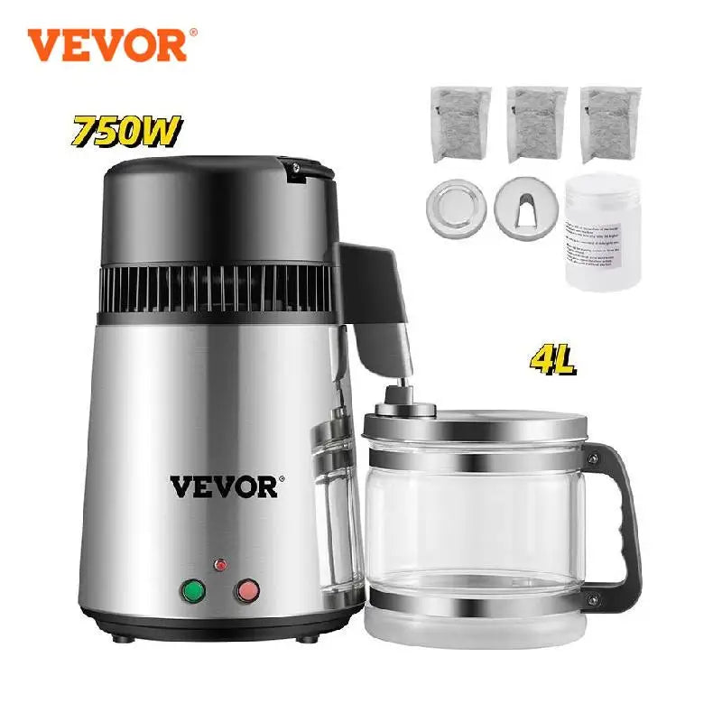 VEVOR 4L Water Distiller Purifier Filter for Drinking Water Bottle Electric Kettle Stainless Steel Cooler Office