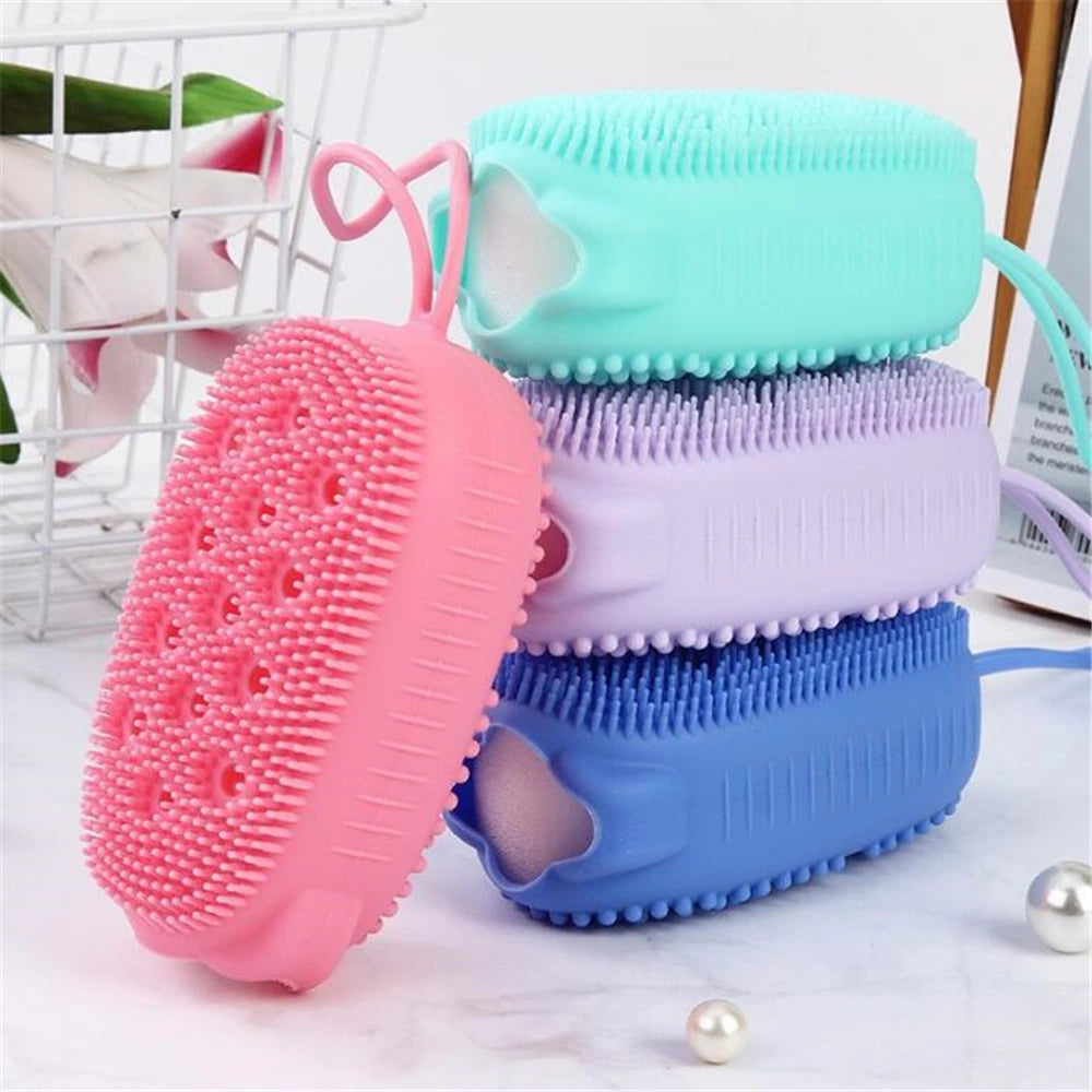 1pc Silicone Body Scrubber Bath Exfoliating Scrub Sponge