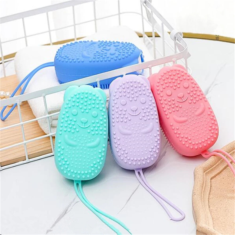 1pc Silicone Body Scrubber Bath Exfoliating Scrub Sponge