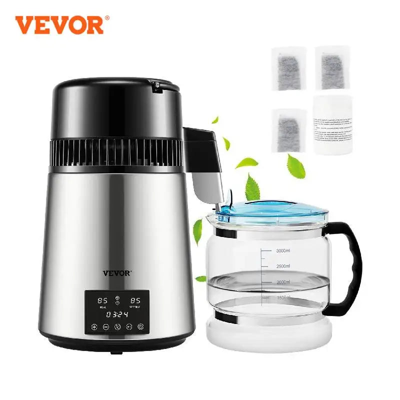 VEVOR 4L Water Distiller Purifier Filter Dispenser Drinking Bottle Softener Dual Temp Display