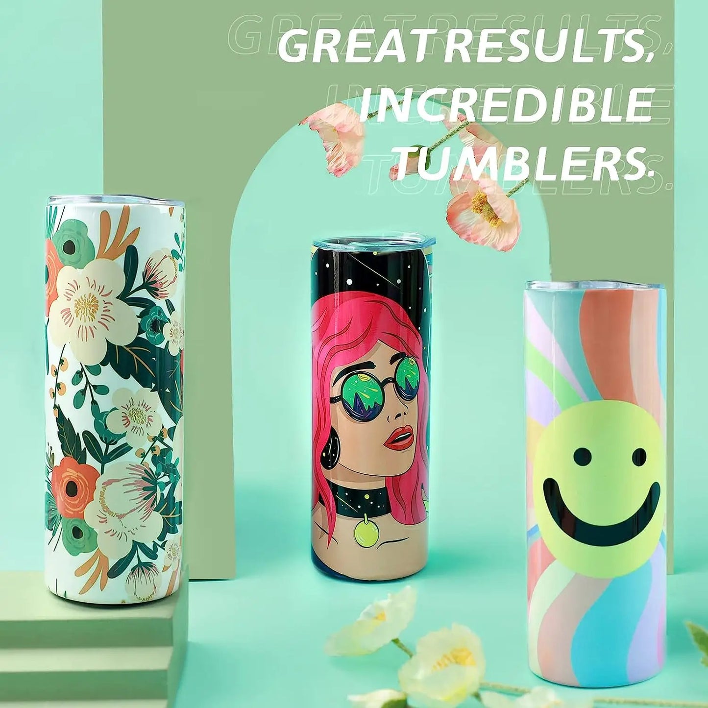 HTVRONT 8pcs/4pcs 20 OZ Sublimation Tumblers Skinny Straight Sublimate Tumbler Blank DIY Mugs Cups Gifts with Sublimation Papers