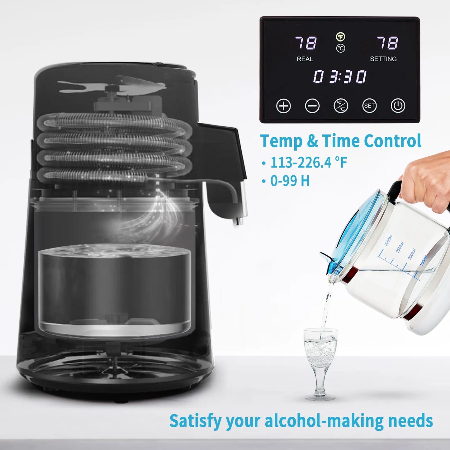 VEVOR 4L Water Distiller Purifier Filter Dispenser Drinking Bottle Softener Dual Temp Display