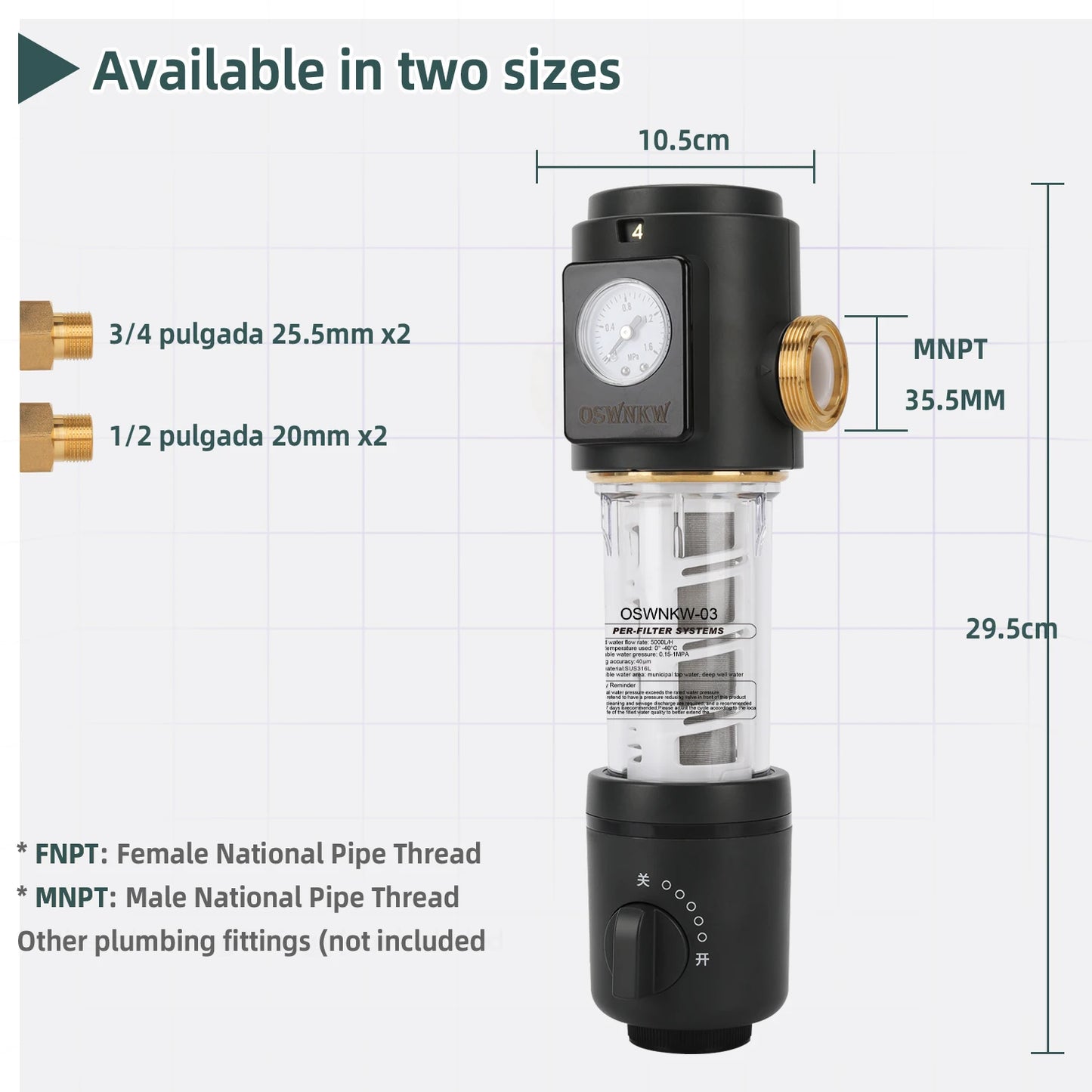 OSWNKW-03 Pre Filter Purifier, Prefilter System Backwash Stainless Steel Mesh